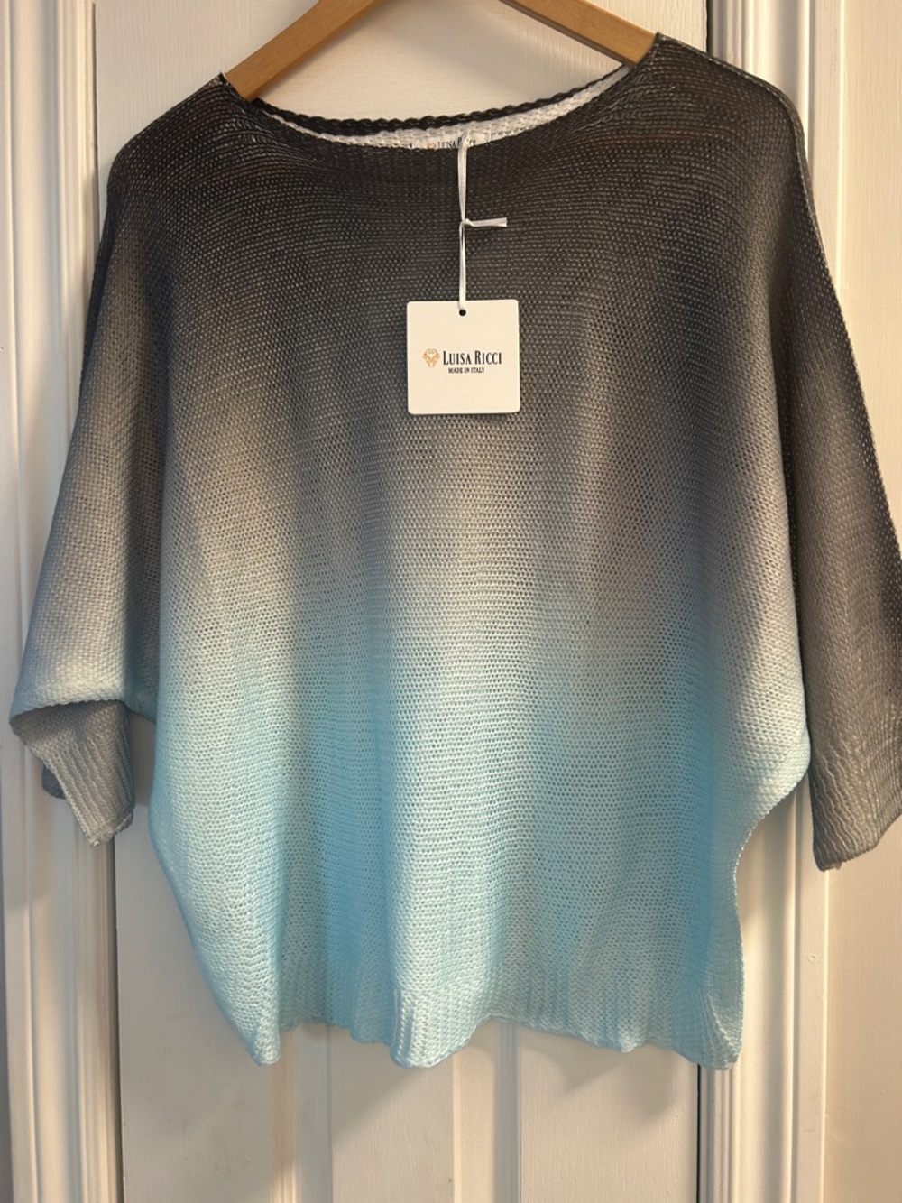 Luisa Ricci Ombre Crewneck Sweater in Gray to Light Blue